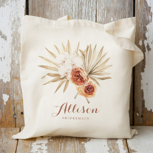 Boho floral personalisierte Brautjungfer Tragetasche