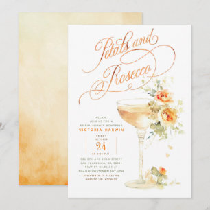Boho Floral Petals und Prosecco Brautparty Einladung