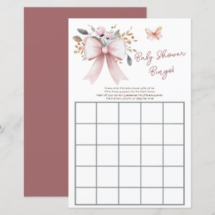 Boho Floral Pink Bow Girl Babydusche Bingo