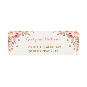 Boho Floral Pink Gold Babydusche Etikett