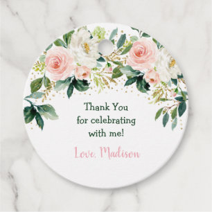 Boho Floral Pink Gold Geburtstag Geschenkanhänger