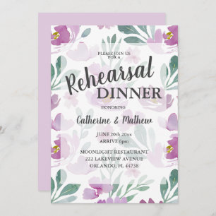 Boho Floral Pink Hochzeit Probe Dinner  Einladung