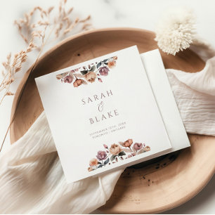 Boho Floral Pink Rose Garden Hochzeitweilig Weinka Serviette