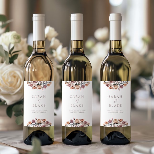 Boho Floral Pink Rose Garden Hochzeitweilig Weinka Weinetikett (Von Creator hochgeladen)