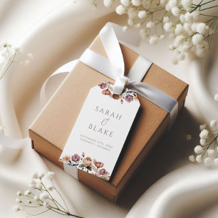 Boho Floral Pink Rose Garden Wedding Geschenkanhänger