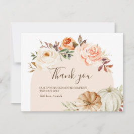 Boho Floral Pumpkin Baby Dusche Danke Karte