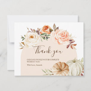 Boho Floral Pumpkin Baby Dusche Danke Karte