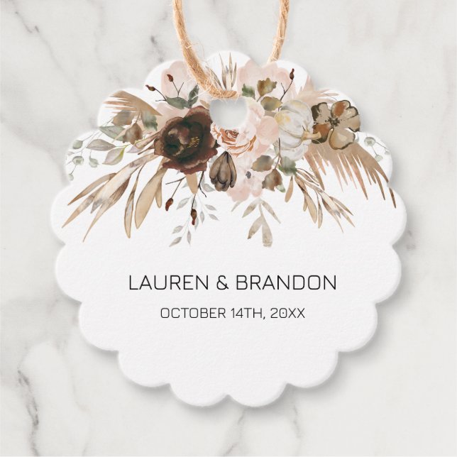 Boho Floral Pumpkin Fall in Liebe Geschenkanhänger (Vorderseite)