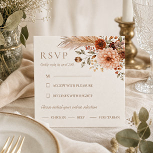 Boho Floral Pumpkin Fall in Love RSVP-Karte Begleitkarte
