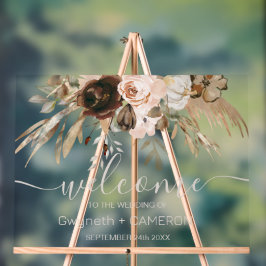 Boho Floral Pumpkin Wedding Begrüßungsschild Acrylschild