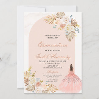Boho Floral quinceañera Spanisch Einladung