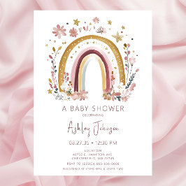 Boho Floral Rainbow Baby Shower Einladung