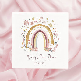 Boho Floral Rainbow Baby Shower Luncheon Serviette