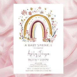 Boho Floral Rainbow Baby Sprinkle Einladung