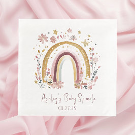 Boho Floral Rainbow Baby Sprinkle Luncheon Serviette
