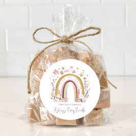 Boho Floral Rainbow Baby Sprinkle Vielen Dank Runder Aufkleber
