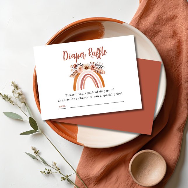 Boho Floral Rainbow Diaper Raffle Baby Dusche Begleitkarte (Von Creator hochgeladen)