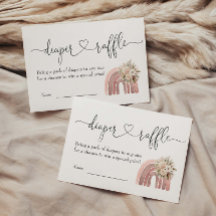 Boho Floral Rainbow Girl Baby Shower Diaper Raffle