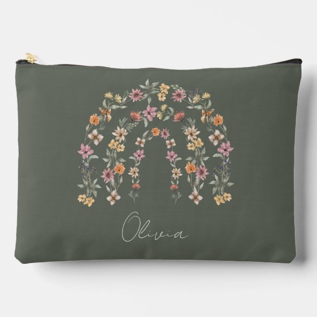 Boho Floral Rainbow Zubehörtasche (Vorderseite)