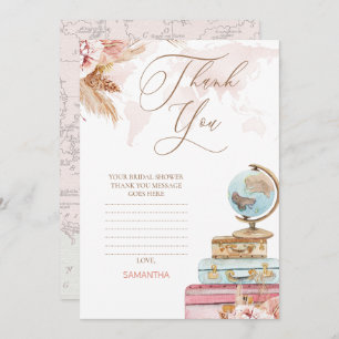 Boho Floral Reisen Brautparty Danke Karte