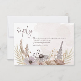 Boho Floral Reply Card RSVP Karte