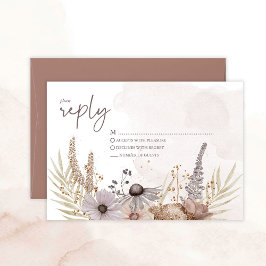 Boho Floral Reply Card RSVP Karte