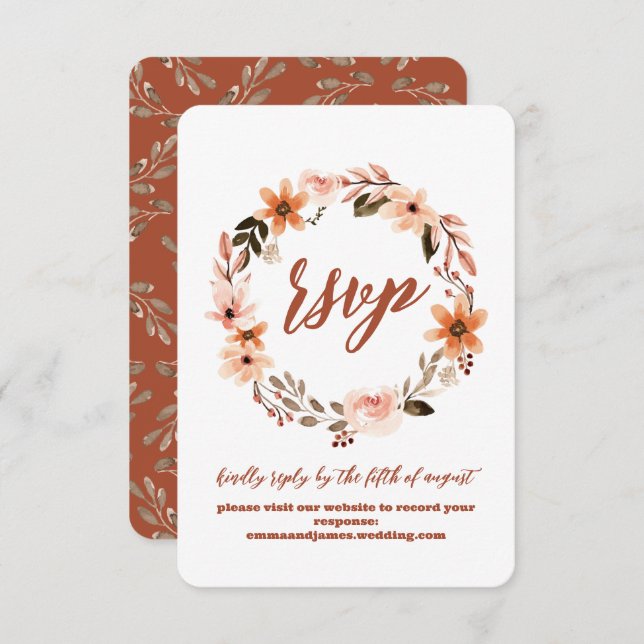 Boho Floral Response UAWG Wedding Site Card RSVP Karte (Vorne/Hinten)
