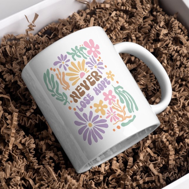 Boho Floral Retro verliert nie Hoffnung Kaffeetasse (Von Creator hochgeladen)