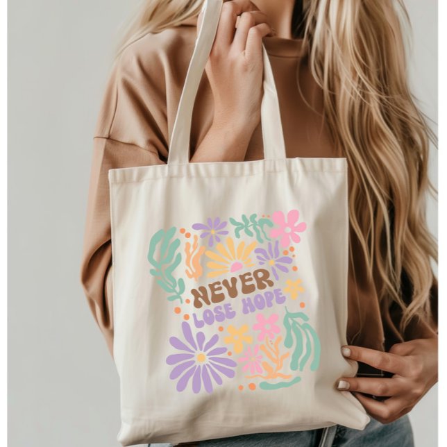 Boho Floral Retro verliert nie Hoffnung Tragetasche (Von Creator hochgeladen)