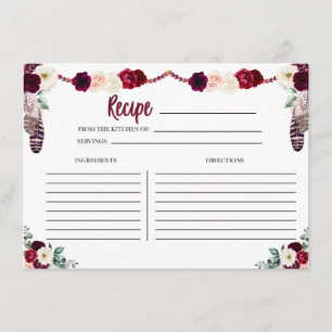 Boho Floral Rezeptkarte Begleitkarte