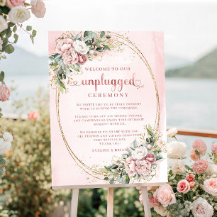 Boho-Floral-Rosa-Grün-Unplugged-Plakat Poster