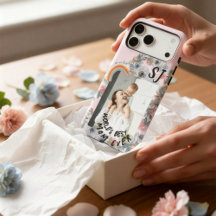 Boho Floral Rosa Personalisiertes Foto Monogramm