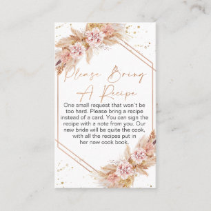 Boho floral Rose Gold Ein Rezept einfügen Visitenkarte
