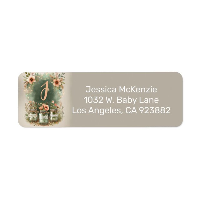 Boho Floral Rustic Floral Mason Jar Baby Dusche (Vorne)