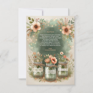 Boho Floral Rustic Floral Mason Jar Baby Dusche Dankeskarte