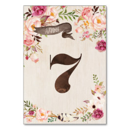 Boho Floral Rustic Wedding Tischnummer Card 7