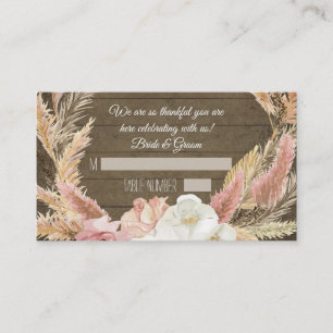 Boho Floral Rustic Wood Pampas Grass Platzkarten