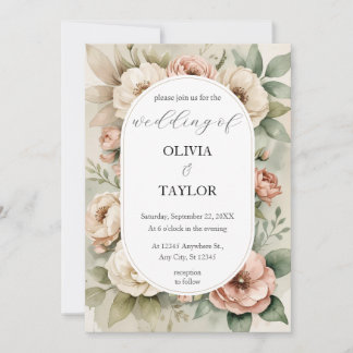 Boho floral Rustikale Hochzeit Einladung