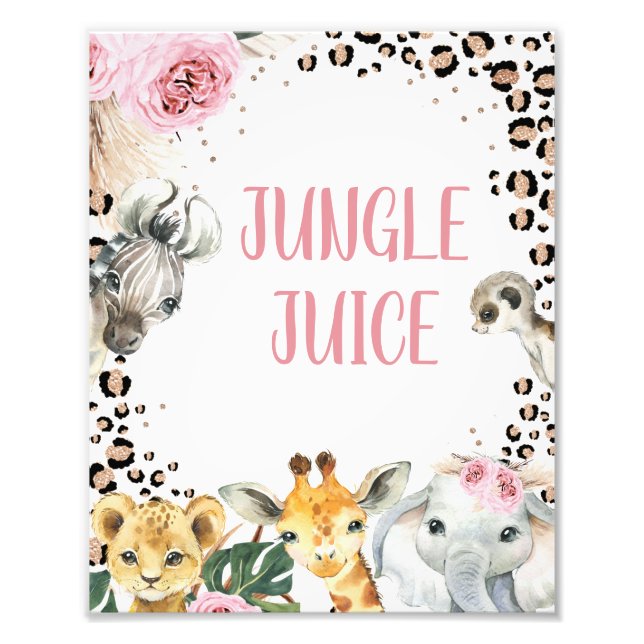 Boho Floral Safari Birthday Sign Fotodruck (Vorne)