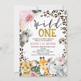 Boho Floral Safari Wild One 1st Birthday Einladung