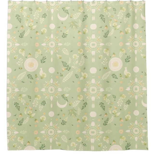 Boho Floral Sage Duschvorhang (Vorderseite)