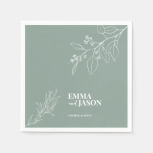 Boho Floral Sage Green Wedding Napkins Serviette