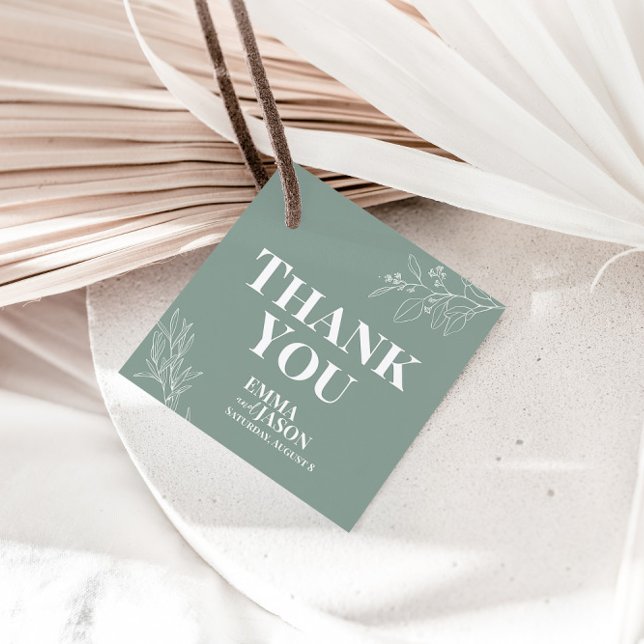 Boho Floral Sage Green Wedding Vielen Dank, dass S Geschenkanhänger (Von Creator hochgeladen)