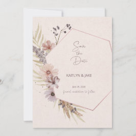Boho Floral Save the Date Card Einladung