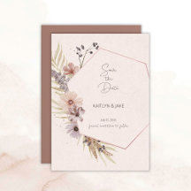 Boho Floral Save the Date Card