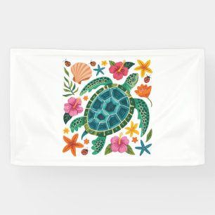 Boho Floral Sea Turtle Banner