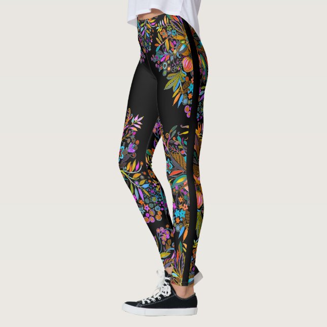 Boho Floral Side Streifen Leggings (Links)