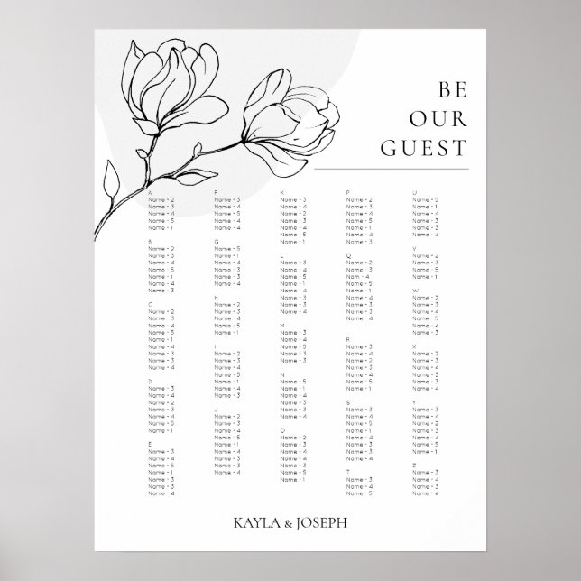 Boho Floral Simple Alphabetic Seekartenzeichen Poster (Vorne)