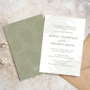 Boho Floral Simple Watercolor Green Palm Blätter Einladung