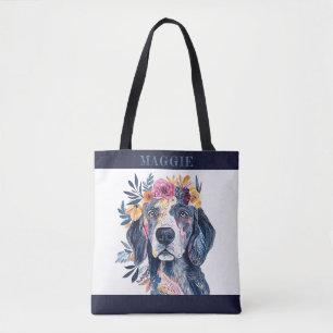Boho Floral Spanel Dog Aquarellfarben Illustration